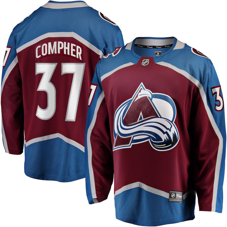 Men Colorado Avalanche #37 J.T. Compher Fanatics Branded Burgundy Home Breakaway Player NHL Jersey